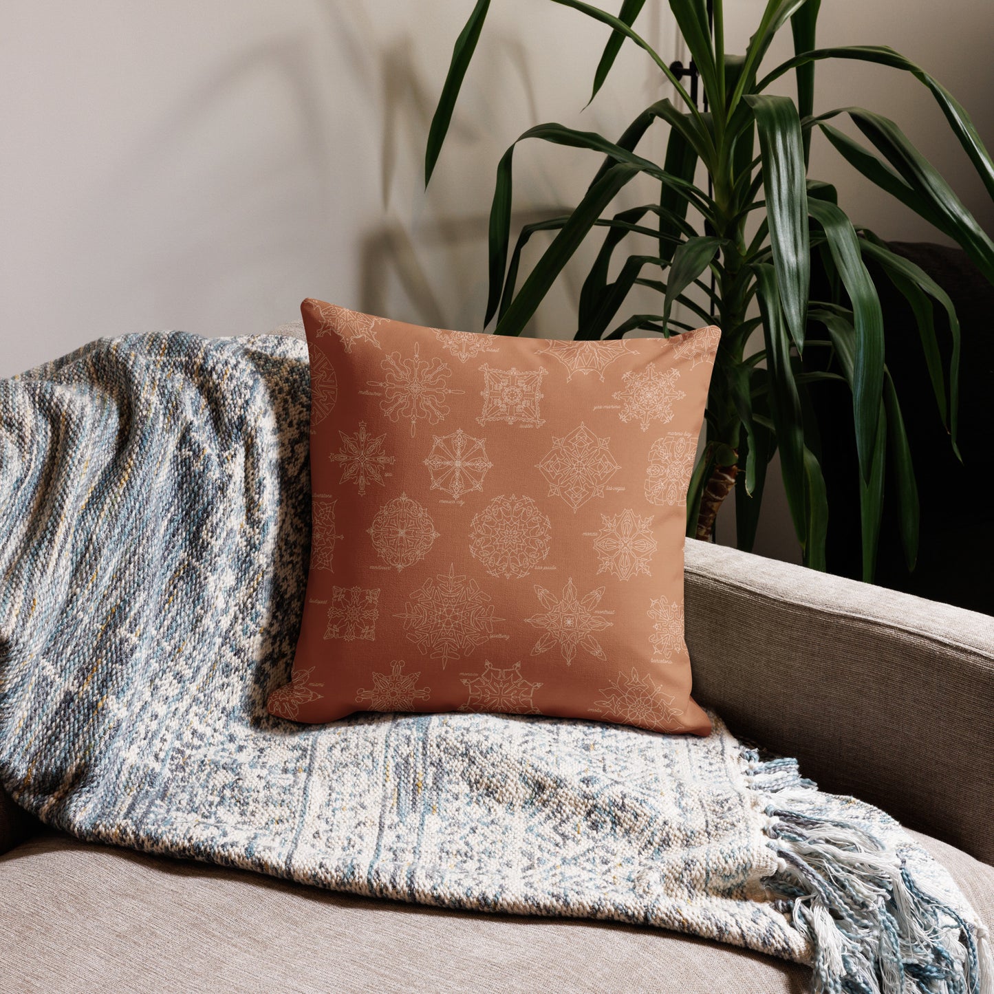 F1 Track Snowflake Pillow - Oatmeal