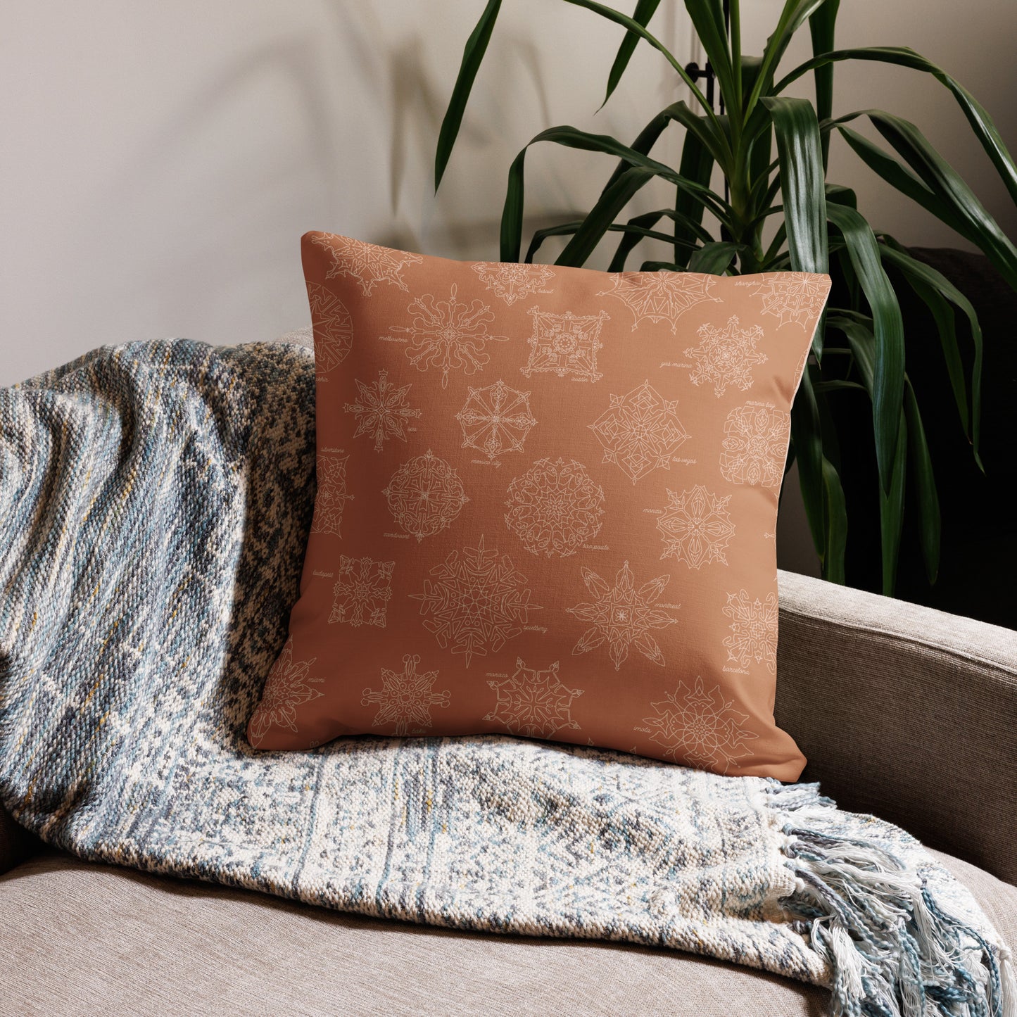 F1 Track Snowflake Pillow - Oatmeal