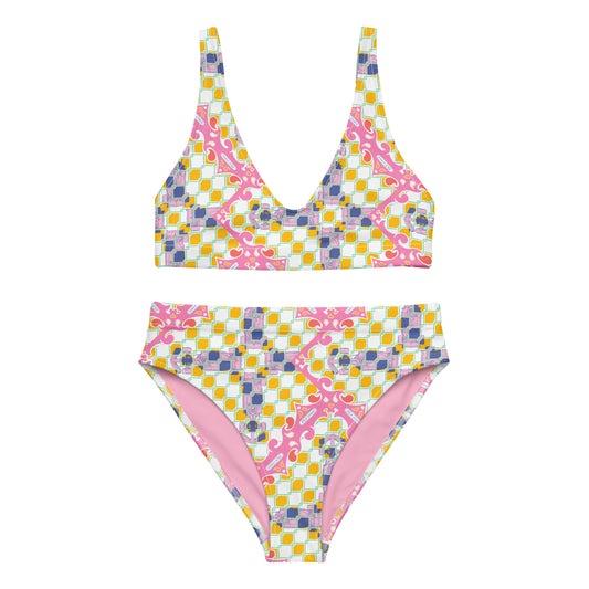 Summer Racing League Pink high-waisted bikini