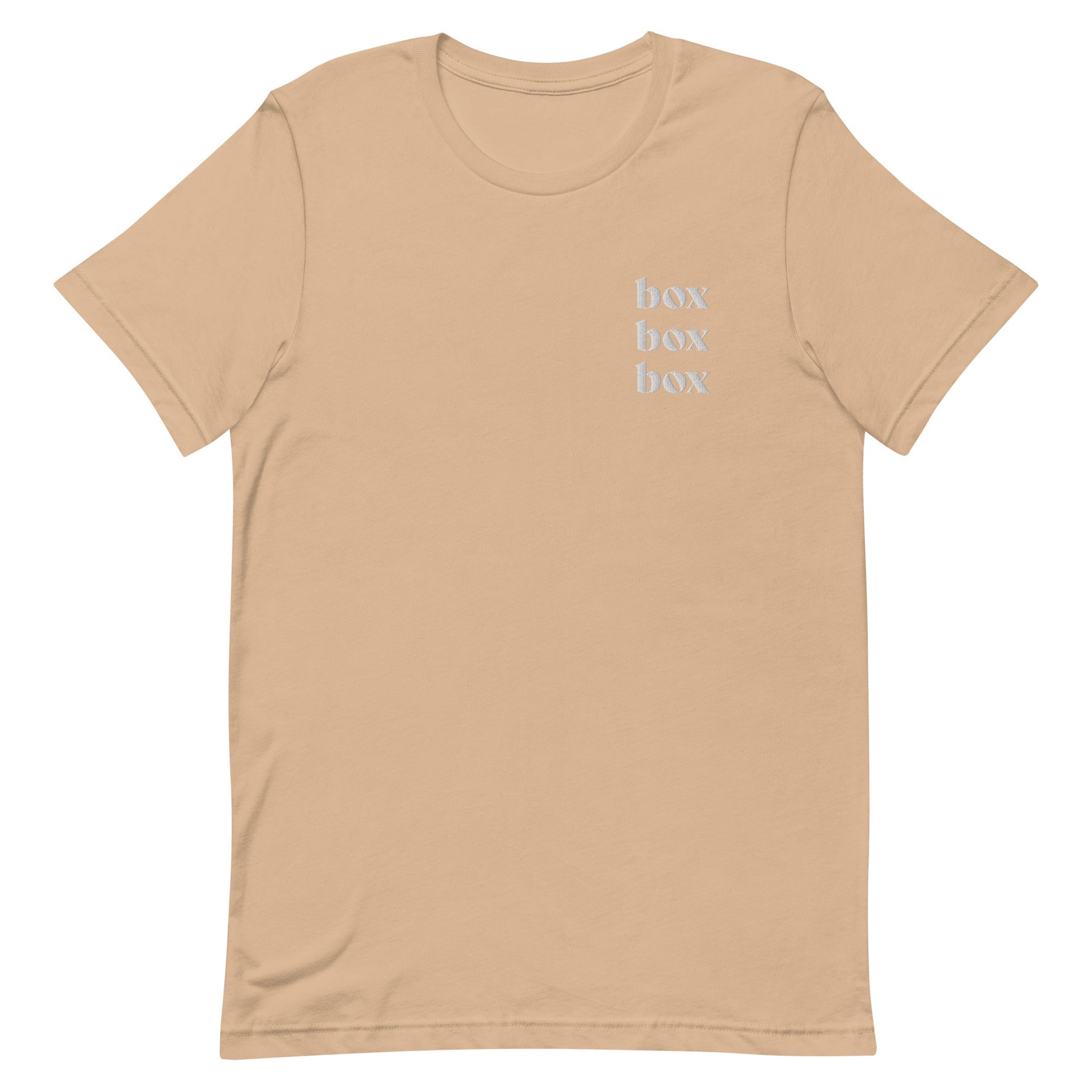 Box Box Box Embroidered Shirt (white text) - twogirls1formula