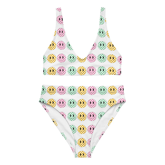 Checkered Smiley high - waisted bikini - twogirls1formula