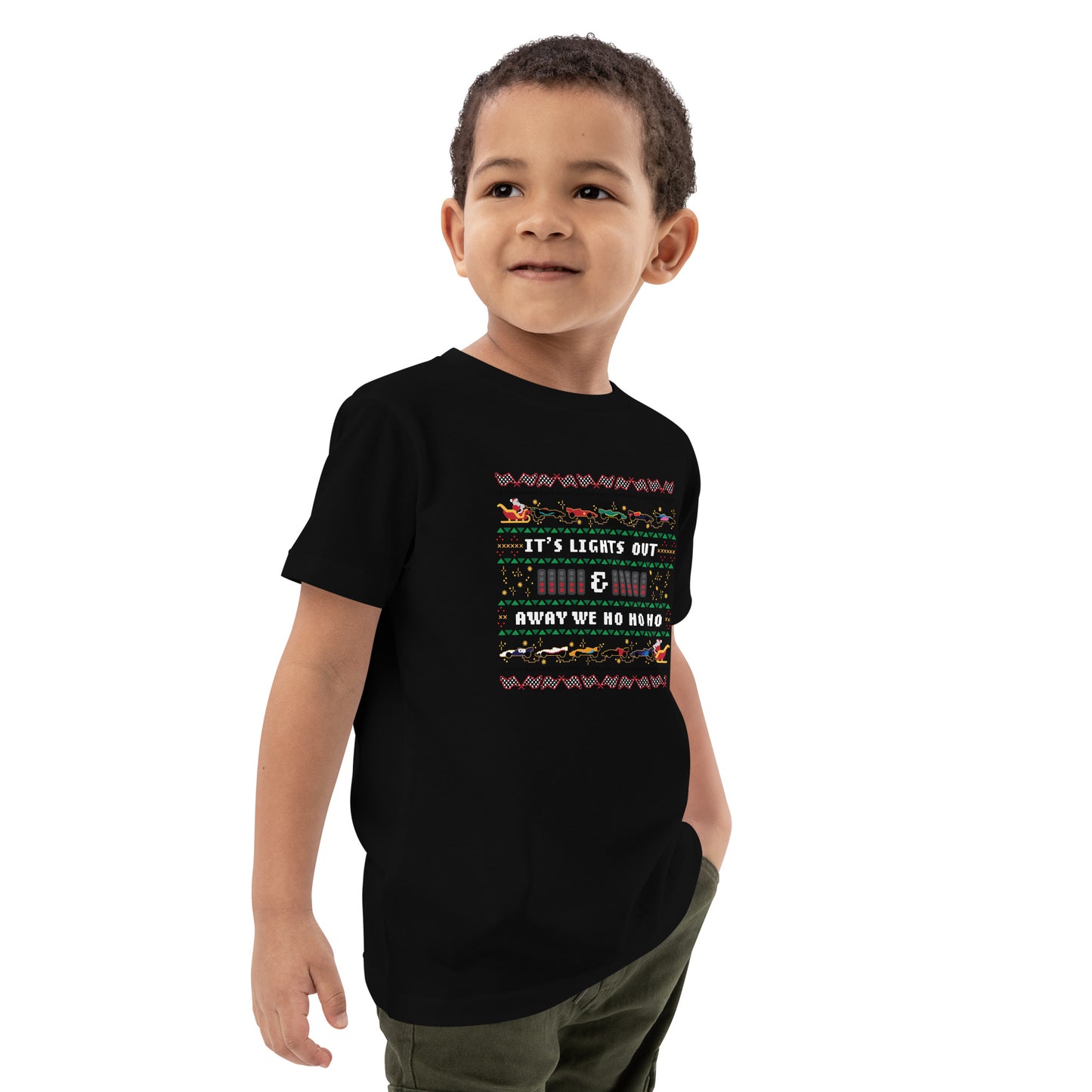 Lights out and away we ho ho ho kids t-shirt